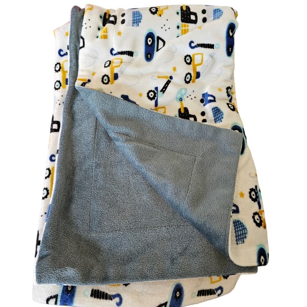 Elle & Jaye Baby Boy Blanket Construction Vehicle‎ Print Bulldozer Dump Truck